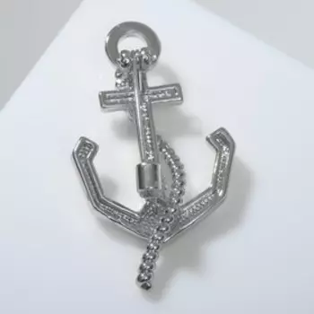 Брошь "Якорь" с цепью, цвет серебро