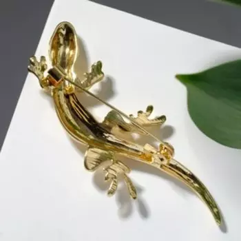 Брошь "Ящерица" элегант, цвет белый в золоте