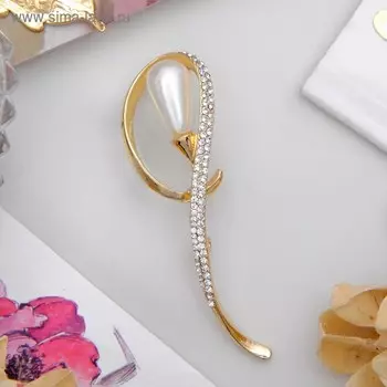 Брошь «Завиток», цвет белый в золоте