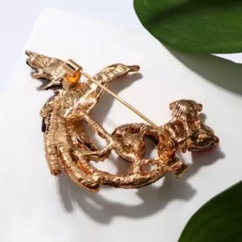 Брошь "Жар-птица", цветная в золоте