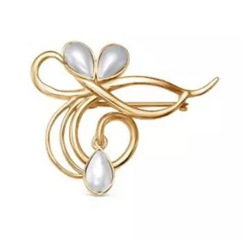 Брошь "Жемчуг" амелия, розовое золочение, цвет белый