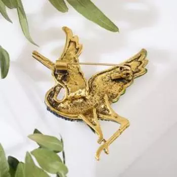 Брошь "Журавль", цветной в чернёном золоте