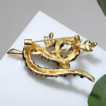 Брошь "Змея" полосатая, цветная в золоте