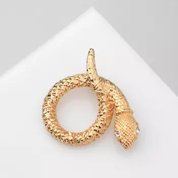 Брошь «Змея» в клубке, цвет жёлтый в золоте