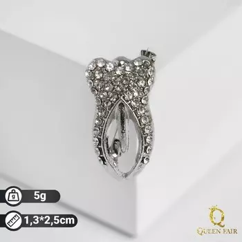 Брошь "Зуб", цвет белый в серебре