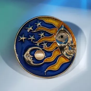 Брошь "Звёздное небо", цвет сине-золотой в золоте