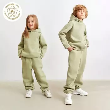 Брюки детские MINAKU: Basic Line KIDS, оливковые, рост 134 см