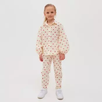 Брюки детские MINAKU: Cotton Collection, бежевые, рост 116 см