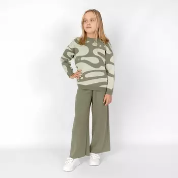 Брюки для девочек, рост 104 см, цвет тёмно-оливковый