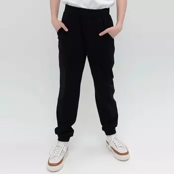 Брюки для девочек, рост 146 см, цвет чёрный