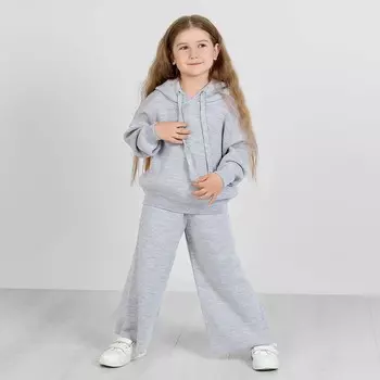 Брюки для девочек, рост 98 см, цвет светло-серый