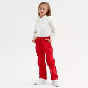 Брюки для девочки MINAKU: Casual collection KIDS, цвет красный, рост 110 см