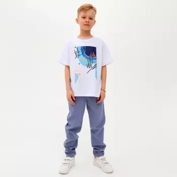 Брюки для мальчика MINAKU: Cotton collection, синие, рост 134 см