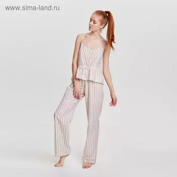 Брюки домашние женские MINAKU: Country melody, бежевые, размер 42