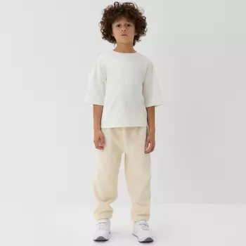 Брюки флисовые детские MINAKU: Fleece Soft, бежевые, рост 98 см