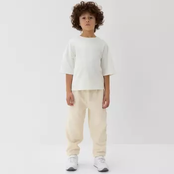 Брюки флисовые детские MINAKU: Fleece Soft, бежевые, рост 134 см