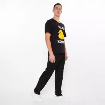 Брюки мужские, цвет чёрный, размер 54