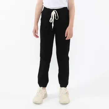 Брюки спортивные для девочек, цвет чёрный, рост 146 см