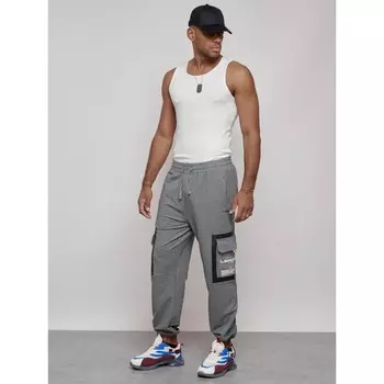 Брюки спортивные мужские, размер 52, цвет серый