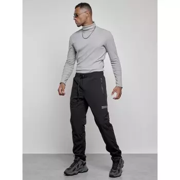 Брюки утеплённые мужские, размер 50, цвет чёрный