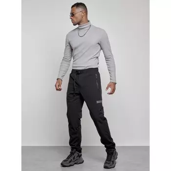 Брюки утеплённые мужские, размер 54, цвет чёрный