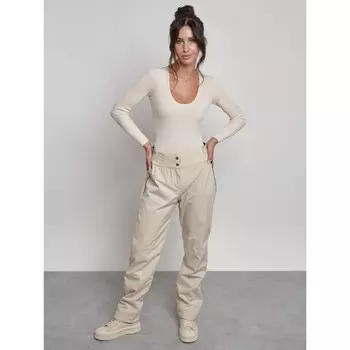 Брюки утеплённые женские, размер 48, цвет бежевый