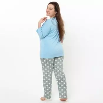 Брюки женские, цвет зелёный/звёзды, размер 56