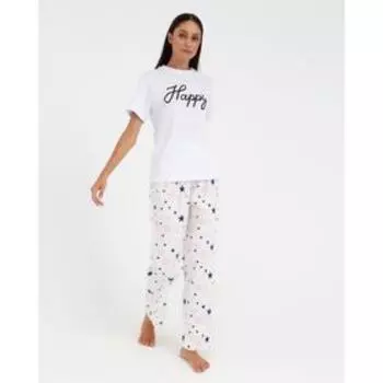 Брюки домашние женские KAFTAN Pink stars, размер 48-50, белые