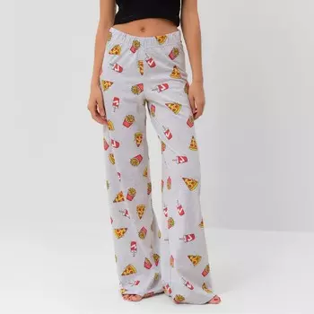Брюки прямые домашние женские KAFTAN «Пицца», размер 48-50, серые