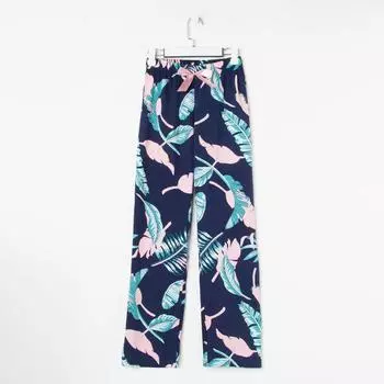 Брюки прямые домашние женские KAFTAN Tropical dream, размер 40-42, синие