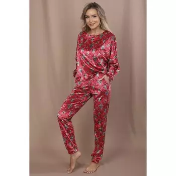 Брюки женские, размер 46, цвет красный