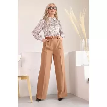 Брюки женские, размер 52, цвет бежевый