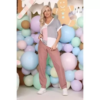 Брюки женские, размер 56, цвет розовый