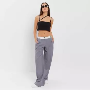 Брюки женские с контрастным поясом MIST р.46, серый