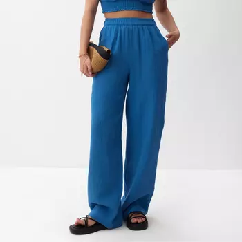 Брюки женские, свободного кроя MIST Muslin размер M, цв. синий