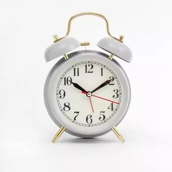 Будильник «Пеннант», с подсветкой, d=9 см, 1711.5 см, от батарейки АА, серый