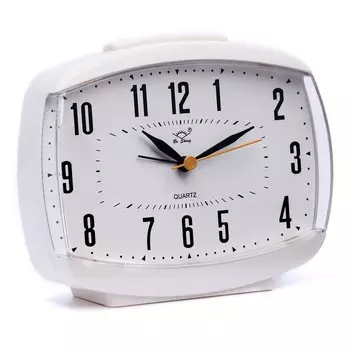 Часы настольные будильник, плавный ход, 145 см, белые