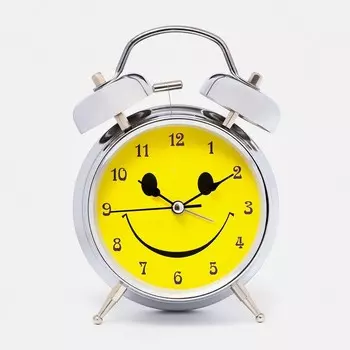 Будильник "Смайл", d-11.5 см, с подсветкой, хром