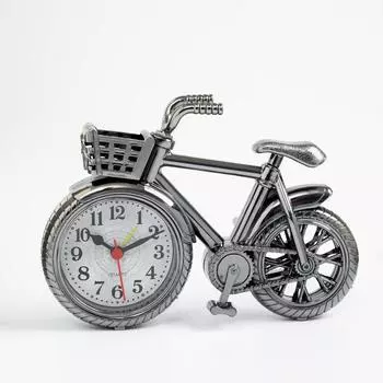 Будильник "Велосипед с корзиной", дискретный ход, d=7 см, 13.5 х 18.5 см