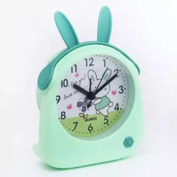 Часы - будильник настольные «Зайчик», дискретный ход, циферблат d-8.5 см, 1511 см, АА