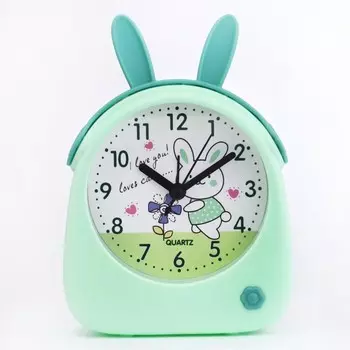 Часы - будильник настольные «Зайчик», дискретный ход, циферблат d-8.5 см, 1511 см, АА