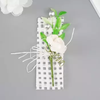 Букет декоративный "Розочка" 5х9 см, белый