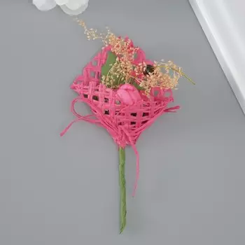 Букет декоративный "Розочка" 5х9 см, малиновый