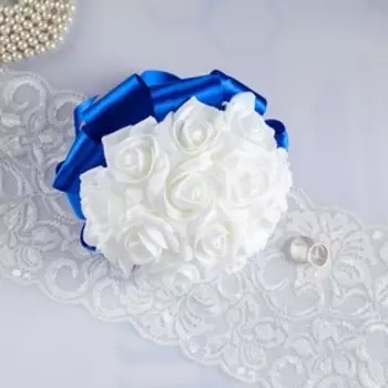 Букет-дублер для невесты из латексных цветков, бело-синий
