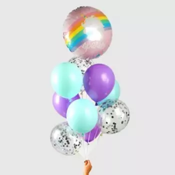 Букет из шаров "Блестящий единорог", в наборе 10 шт.