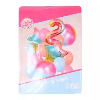 Букет из шаров «День рождения – нежность. 2 года», фольга, латекс, набор 15 шт.