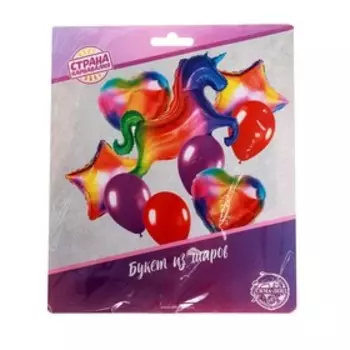 Букет из шаров «Единорог радужный», фольга, латекс, набор 7 шт.