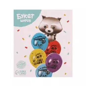 Букет из шаров «Лесные животные. Енот», латекс, фольга, набор 6 шт.