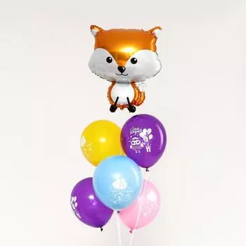 Букет из шаров «Лесные животные. Лиса», латекс, фольга, набор 6 шт.
