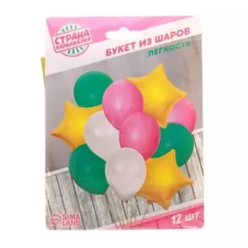 Букет из шаров «Лёгкость», латекс макарун, фольга, набор 12 шт.